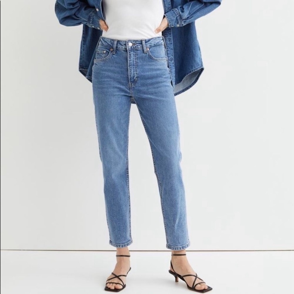 H&M NWT Slim Straight Leg High-Rise Ankle Jeans 8 Minimalist Preppy Denim Pant